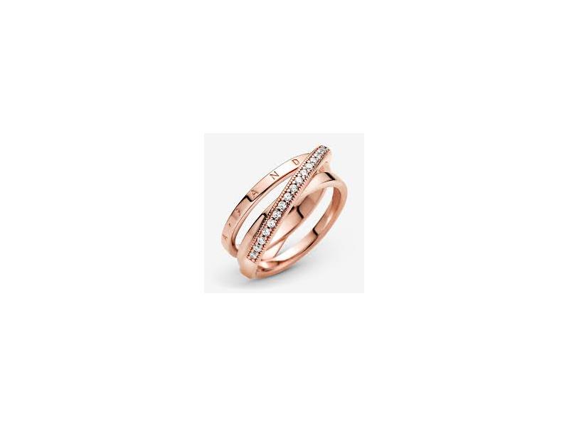 189057CO1 Anello con tripla fascia intrecciata e pavé